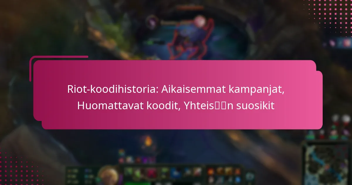 Riot-koodihistoria: Aikaisemmat kampanjat, Huomattavat koodit, Yhteisön suosikit