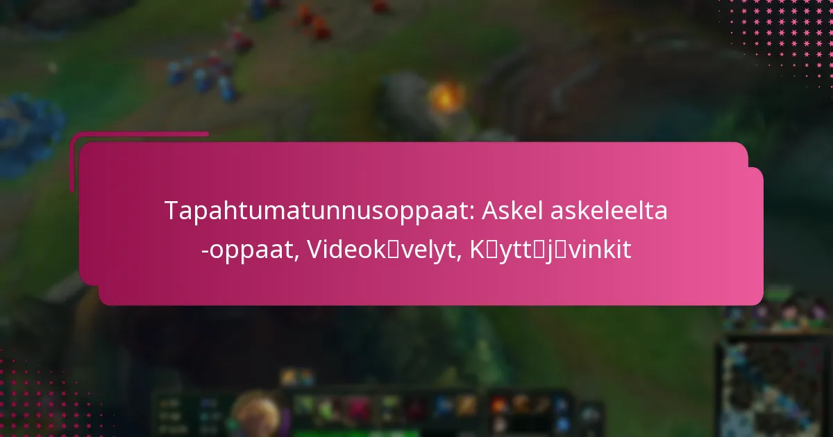 Tapahtumatunnusoppaat: Askel askeleelta -oppaat, Videokävelyt, Käyttäjävinkit